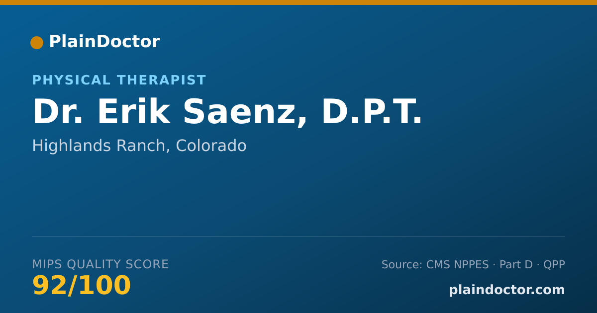 Shareable card for Erik Saenz, D.P.T. - Physical Therapist, Highlands Ranch, CO