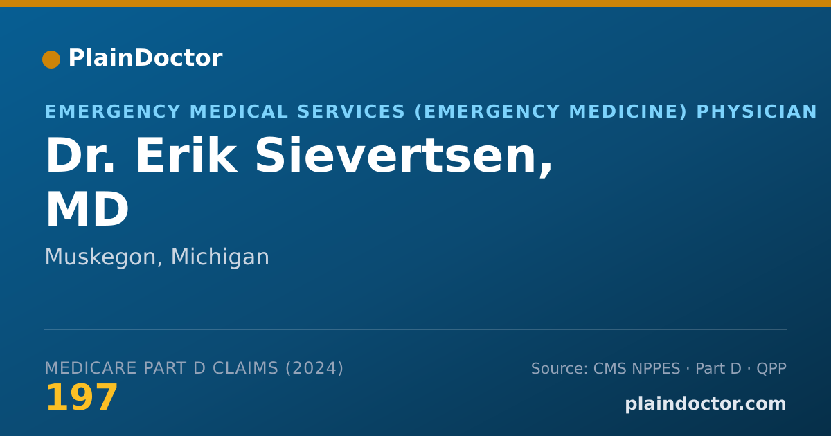 Shareable card for Erik Sievertsen, MD - Emergency Medical Services (Emergency Medicine) Physician, Muskegon, MI