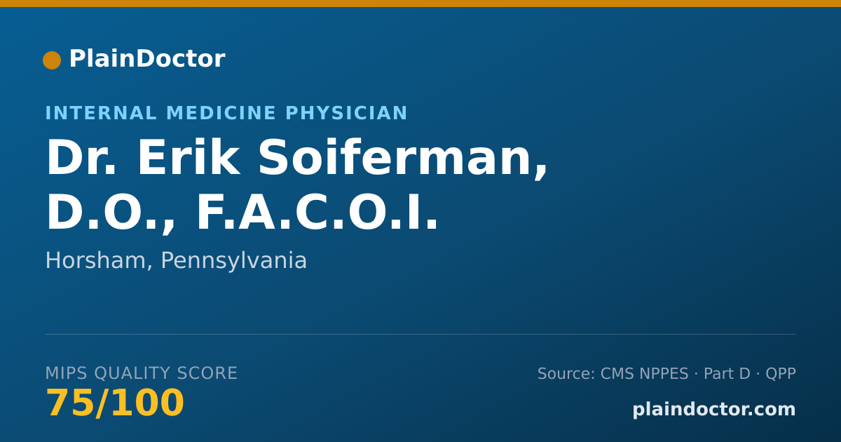 Shareable card for Erik Soiferman, D.O., F.A.C.O.I. - Internal Medicine Physician, Horsham, PA