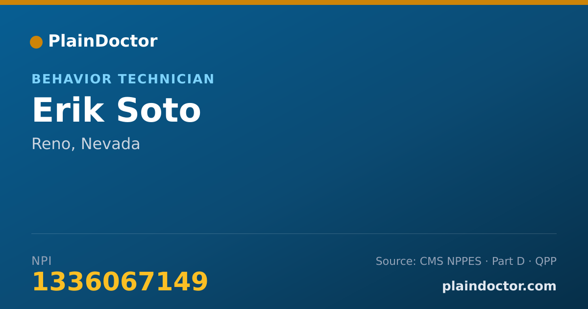 Shareable card for Erik Soto - Behavior Technician, Reno, NV