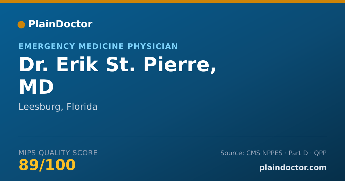 Shareable card for Erik St. Pierre, MD - Emergency Medicine Physician, Leesburg, FL