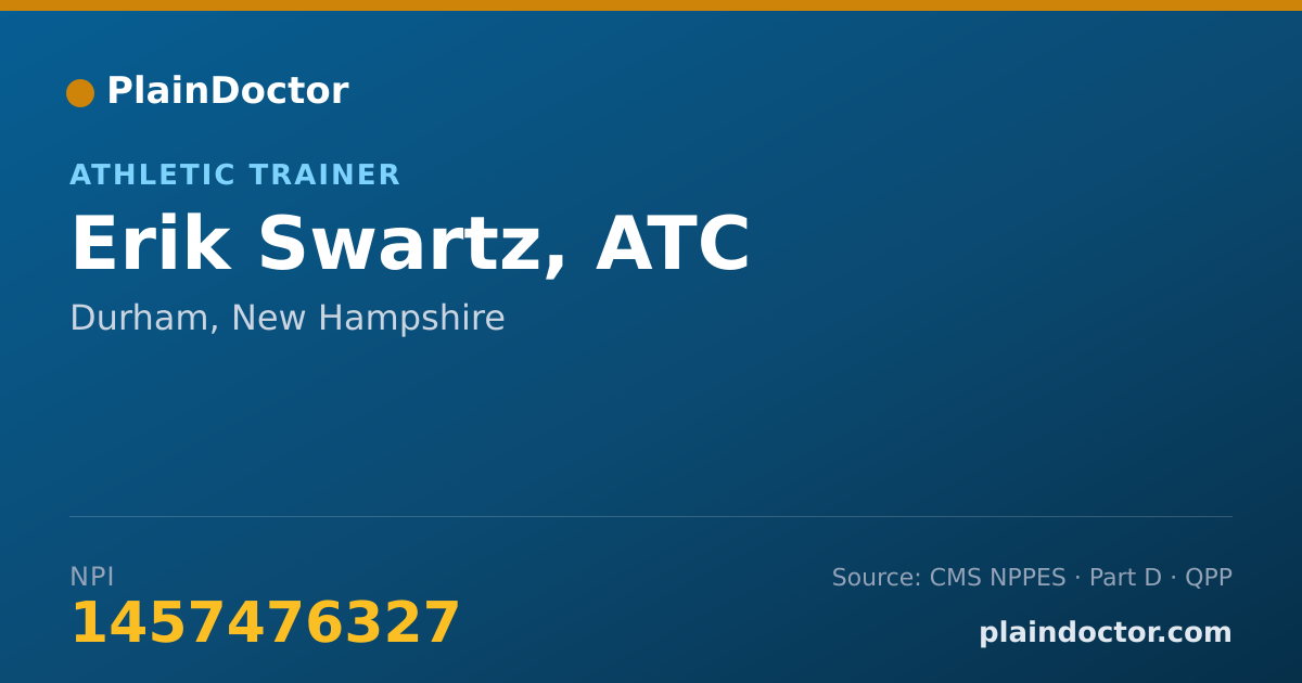 Shareable card for Erik Swartz, ATC - Athletic Trainer, Durham, NH
