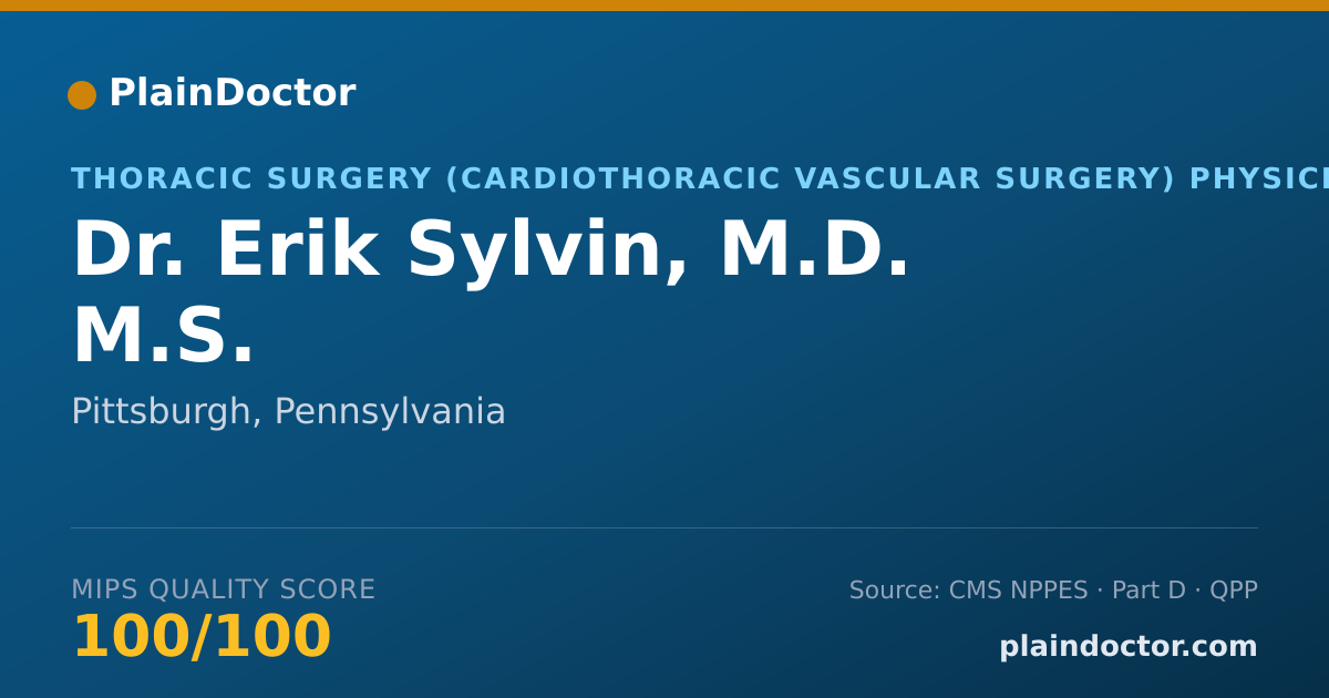 Shareable card for Erik Sylvin, M.D. M.S. - Thoracic Surgery (Cardiothoracic Vascular Surgery) Physician, Pittsburgh, PA