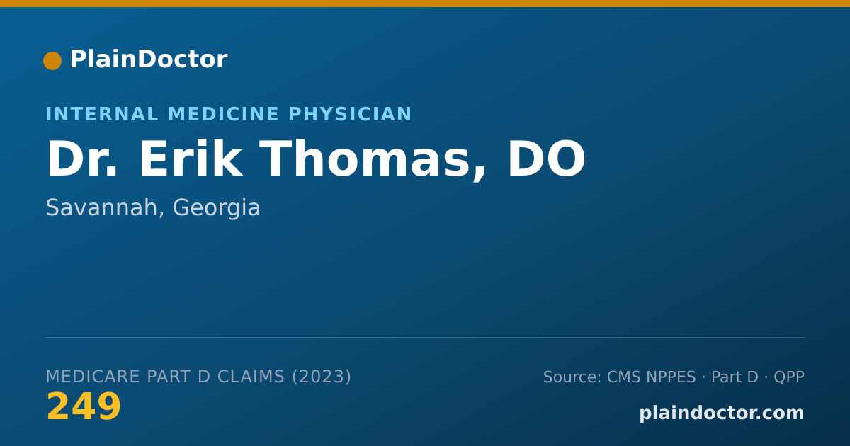 Shareable card for Erik Thomas, DO - Internal Medicine Physician, Savannah, GA