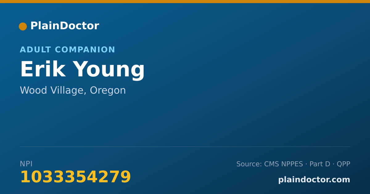 Shareable card for Erik Young - Adult Companion, Wood Village, OR