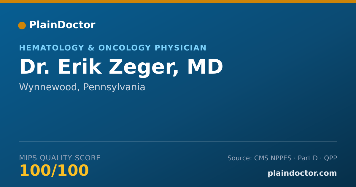 Shareable card for Erik Zeger, MD - Hematology & Oncology Physician, Wynnewood, PA