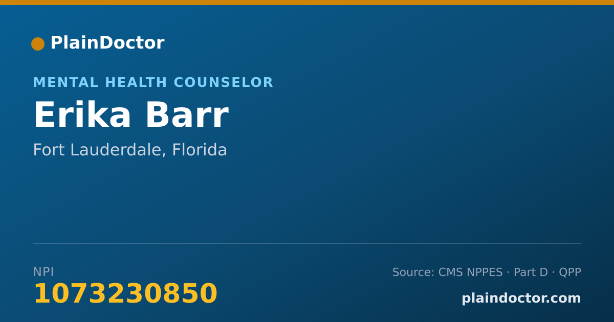 Shareable card for Erika Barr - Mental Health Counselor, Fort Lauderdale, FL