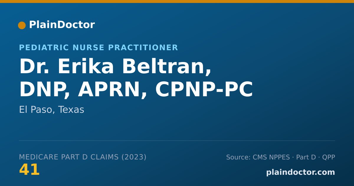 Shareable card for Erika Beltran, DNP, APRN, CPNP-PC - Pediatric Nurse Practitioner, El Paso, TX