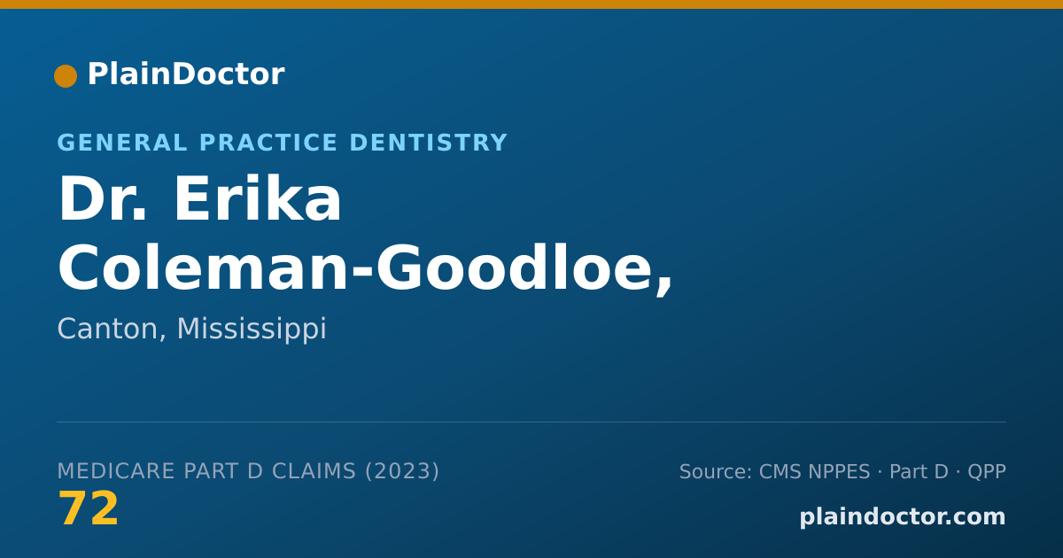 Shareable card for Erika Coleman-Goodloe, D.M.D. - General Practice Dentistry, Canton, MS