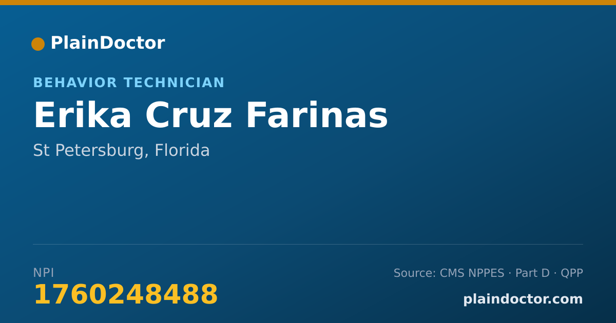 Shareable card for Erika Cruz Farinas - Behavior Technician, St Petersburg, FL