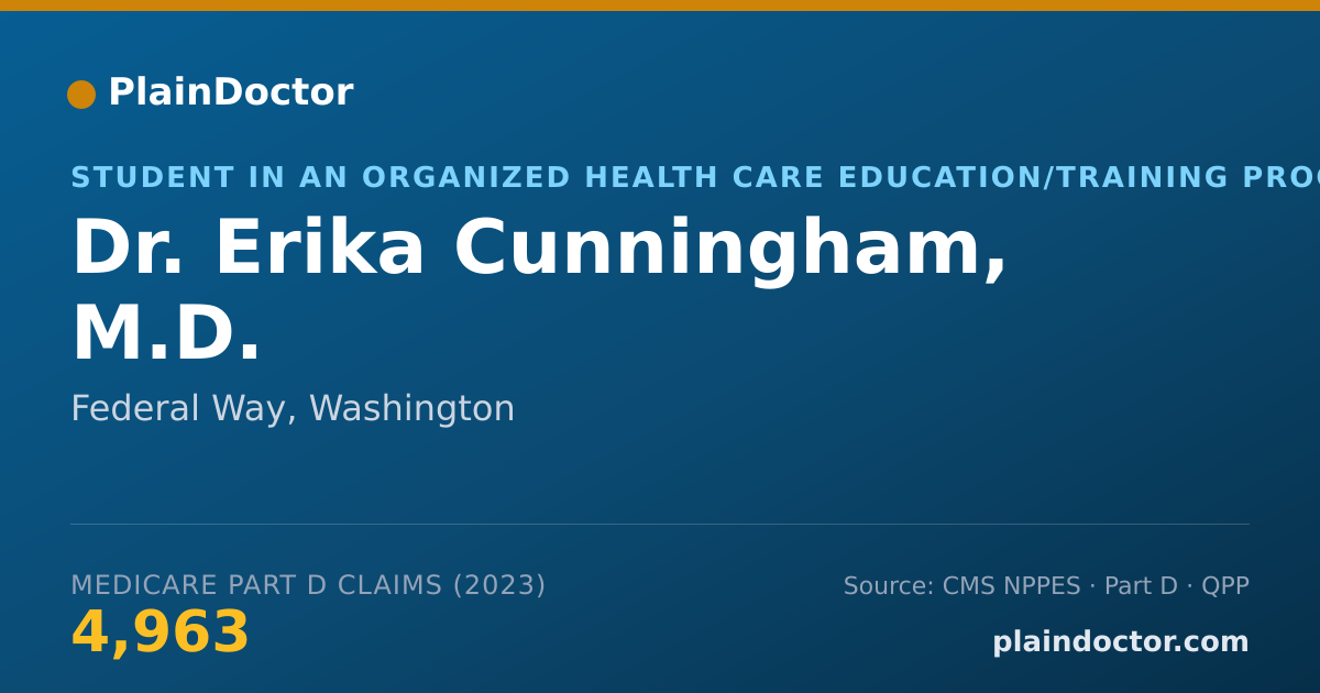 Shareable card for Erika Cunningham, M.D. - Student in an Organized Health Care Education/Training Program, Federal Way, WA