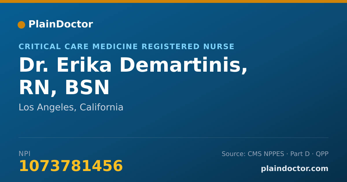 Shareable card for Erika Demartinis, RN, BSN - Critical Care Medicine Registered Nurse, Los Angeles, CA