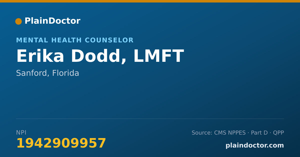 Shareable card for Erika Dodd, LMFT - Mental Health Counselor, Sanford, FL