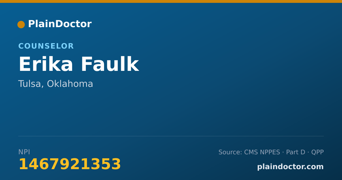 Shareable card for Erika Faulk - Counselor, Tulsa, OK