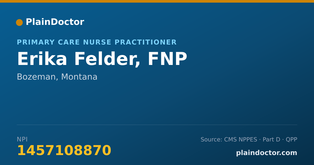 Shareable card for Erika Felder, FNP - Primary Care Nurse Practitioner, Bozeman, MT