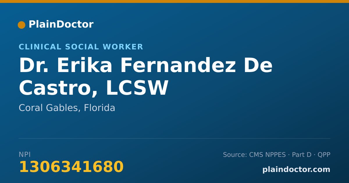Shareable card for Erika Fernandez De Castro, LCSW - Clinical Social Worker, Coral Gables, FL