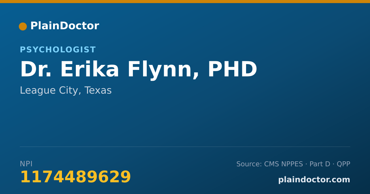 Shareable card for Erika Flynn, PHD - Psychologist, League City, TX