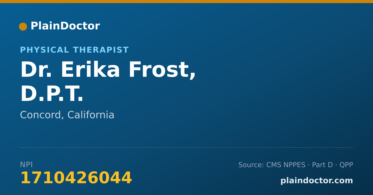 Shareable card for Erika Frost, D.P.T. - Physical Therapist, Concord, CA
