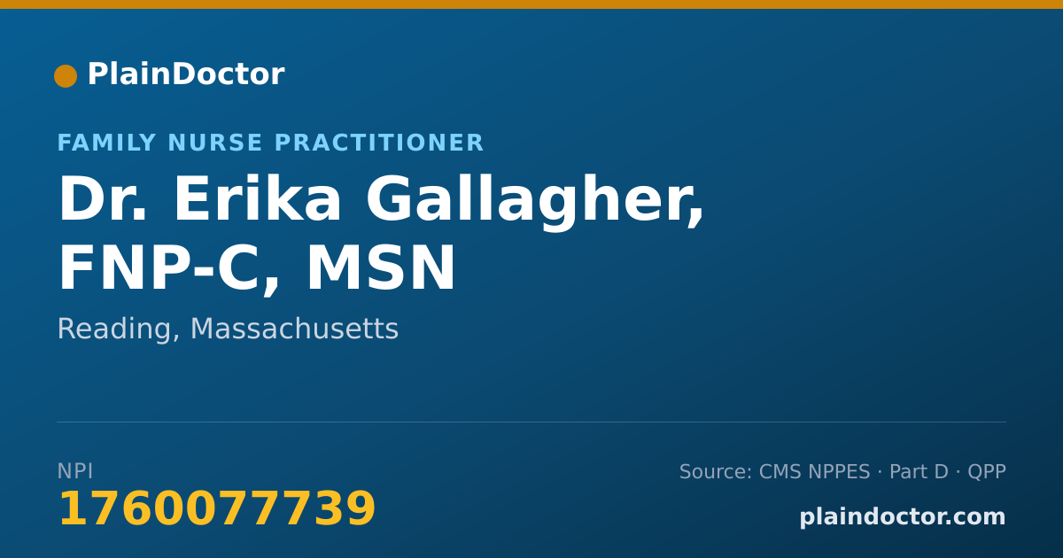 Shareable card for Erika Gallagher, FNP-C, MSN - Family Nurse Practitioner, Reading, MA