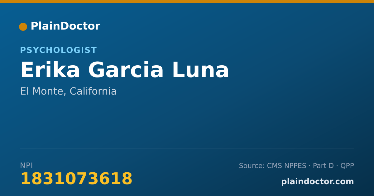 Shareable card for Erika Garcia Luna - Psychologist, El Monte, CA