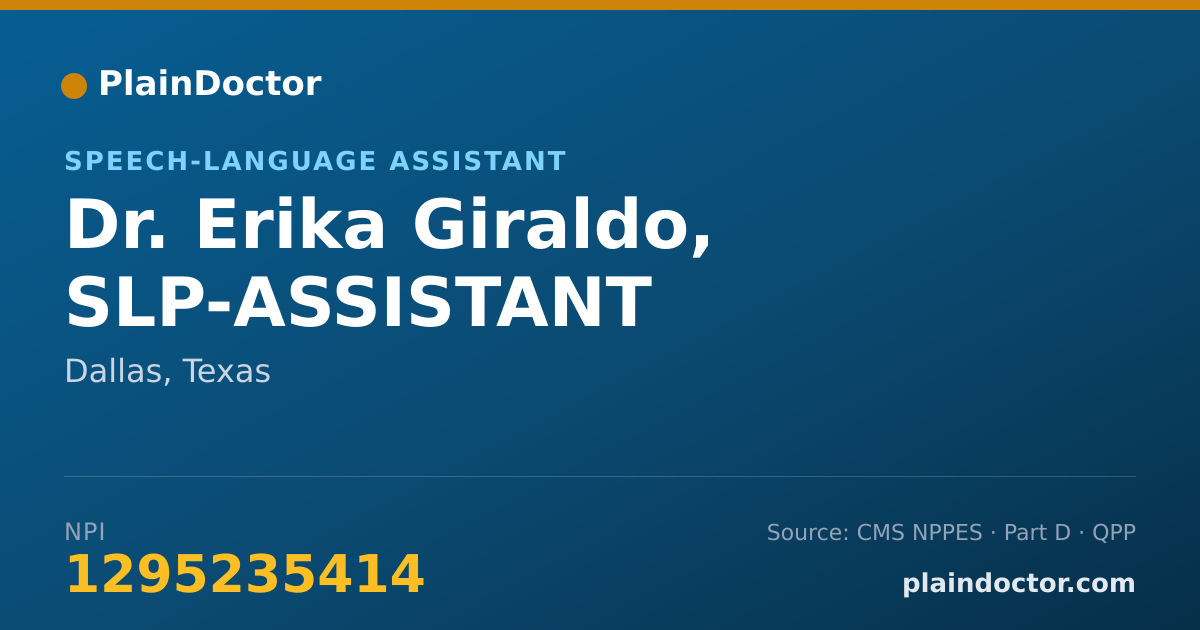 Shareable card for Erika Giraldo, SLP-ASSISTANT - Speech-Language Assistant, Dallas, TX