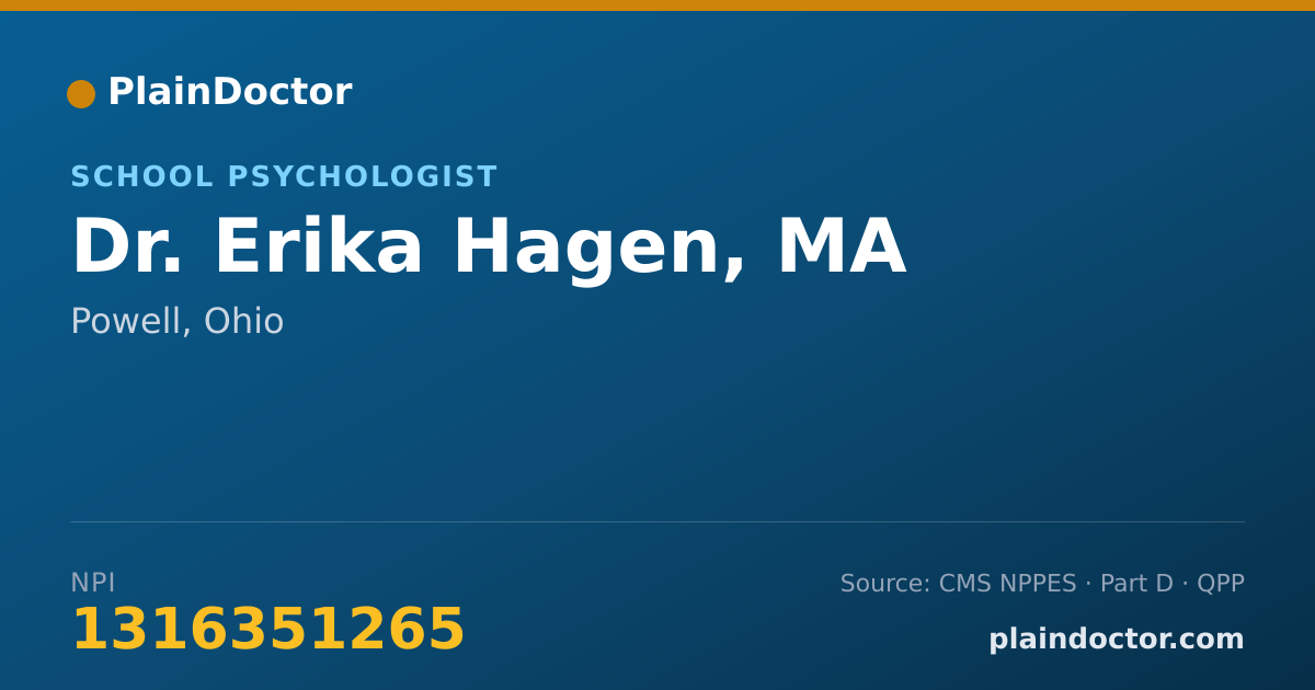 Shareable card for Erika Hagen, MA - School Psychologist, Powell, OH