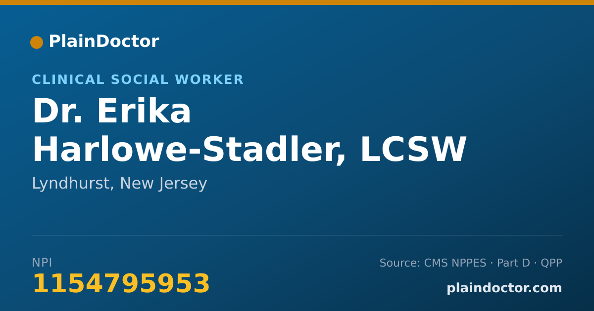 Shareable card for Erika Harlowe-Stadler, LCSW - Clinical Social Worker, Lyndhurst, NJ