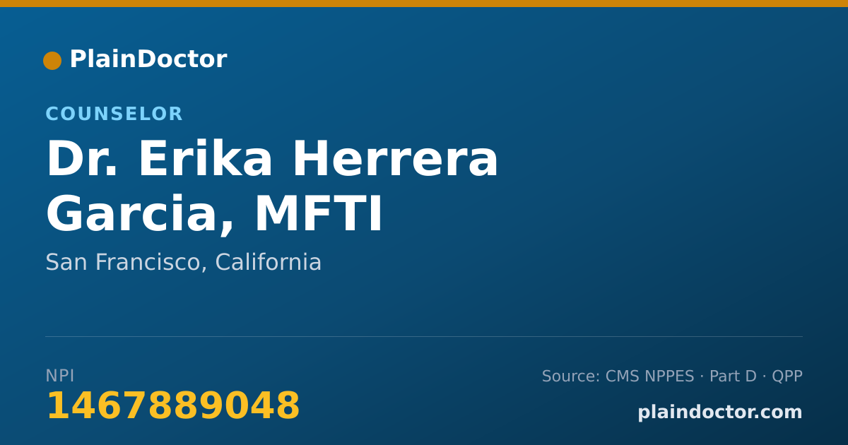 Shareable card for Erika Herrera Garcia, MFTI - Counselor, San Francisco, CA