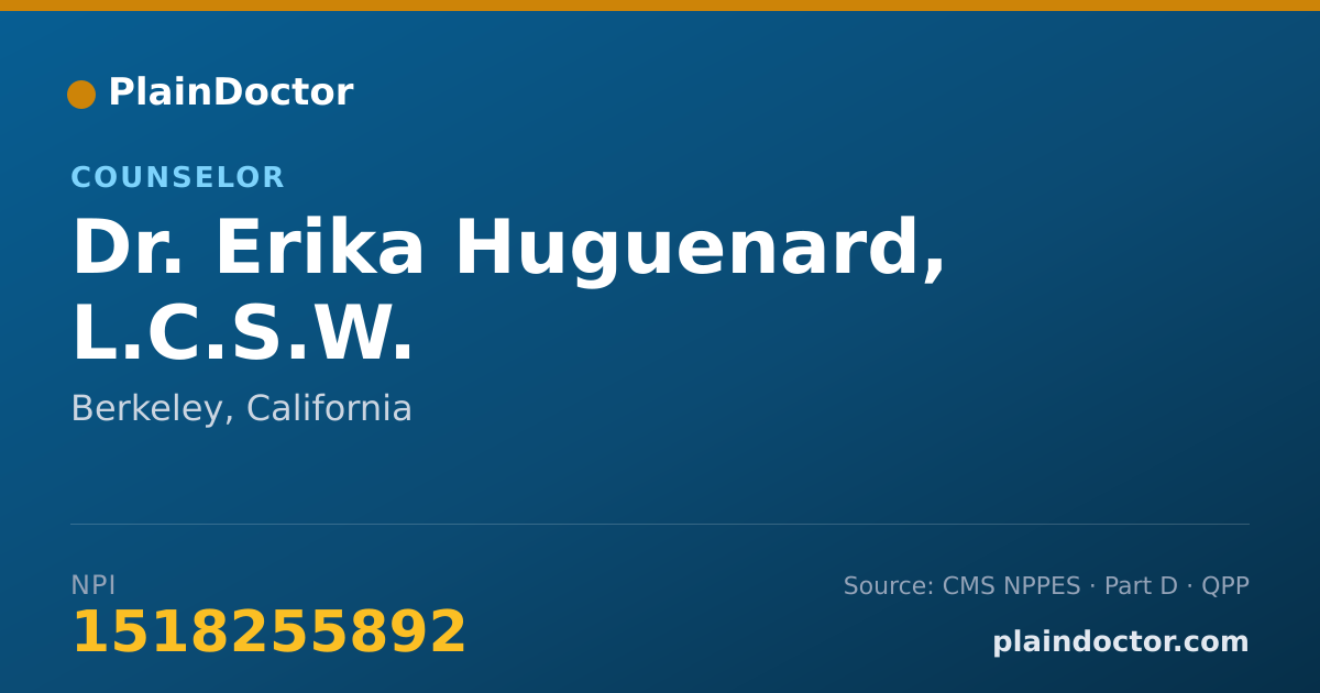 Shareable card for Erika Huguenard, L.C.S.W. - Counselor, Berkeley, CA