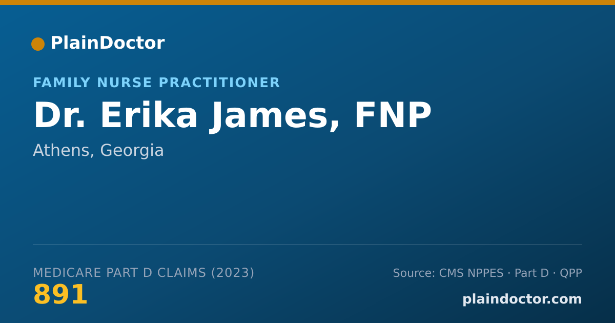 Shareable card for Erika James, FNP - Family Nurse Practitioner, Athens, GA