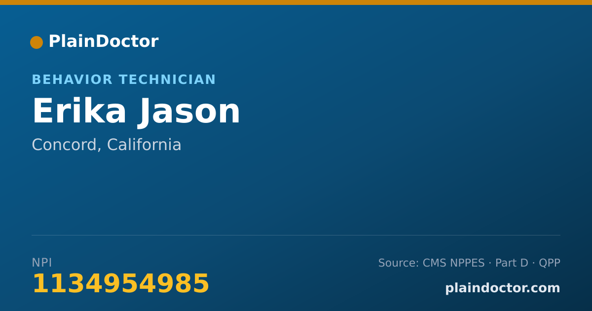 Shareable card for Erika Jason - Behavior Technician, Concord, CA