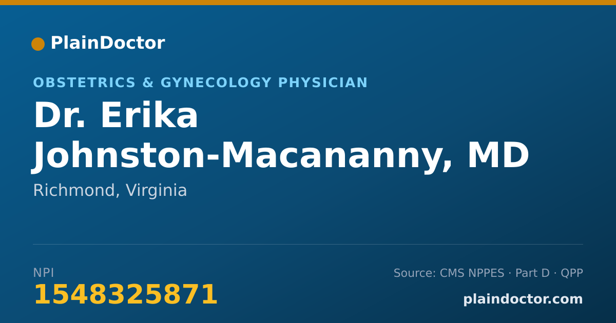 Shareable card for Erika Johnston-Macananny, MD - Obstetrics & Gynecology Physician, Richmond, VA