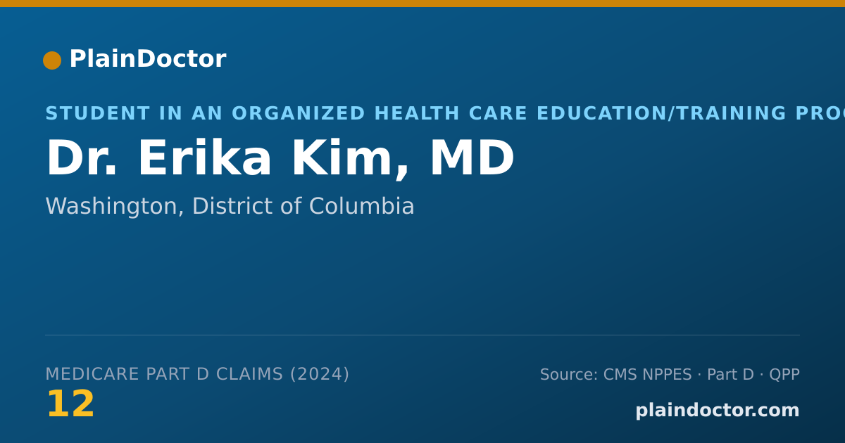 Shareable card for Erika Kim, MD - Student in an Organized Health Care Education/Training Program, Washington, DC