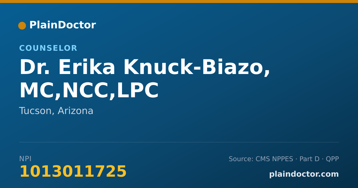Shareable card for Erika Knuck-Biazo, MC,NCC,LPC - Counselor, Tucson, AZ