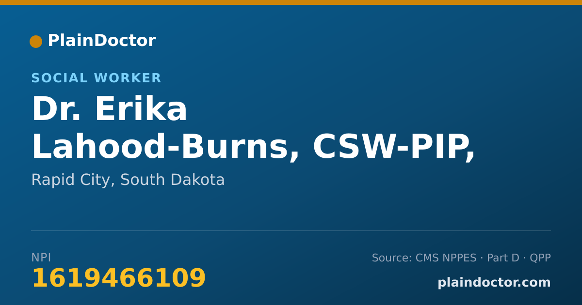 Shareable card for Erika Lahood-Burns, CSW-PIP, QMHP - Social Worker, Rapid City, SD