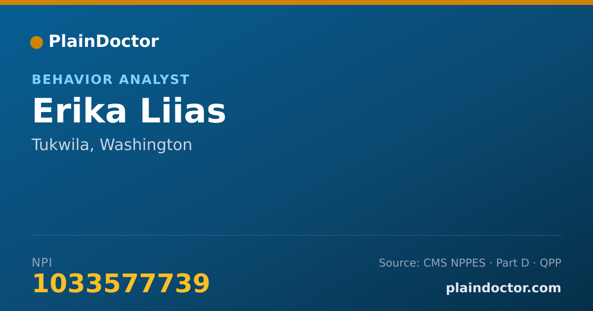 Shareable card for Erika Liias - Behavior Analyst, Tukwila, WA