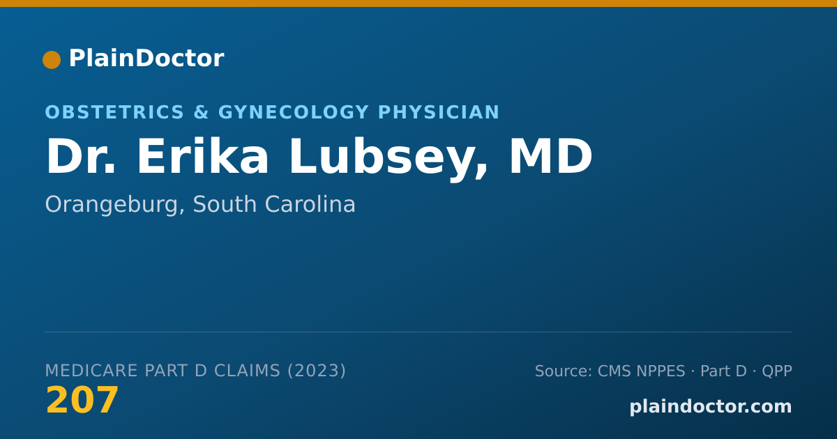 Shareable card for Erika Lubsey, MD - Obstetrics & Gynecology Physician, Orangeburg, SC