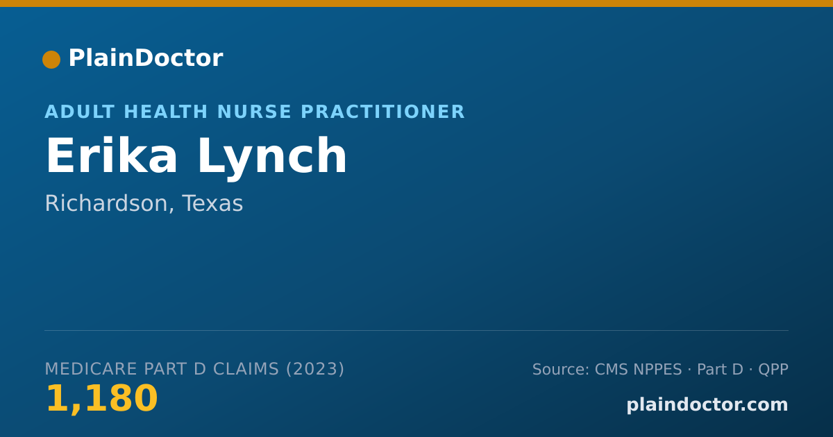Shareable card for Erika Lynch - Adult Health Nurse Practitioner, Richardson, TX