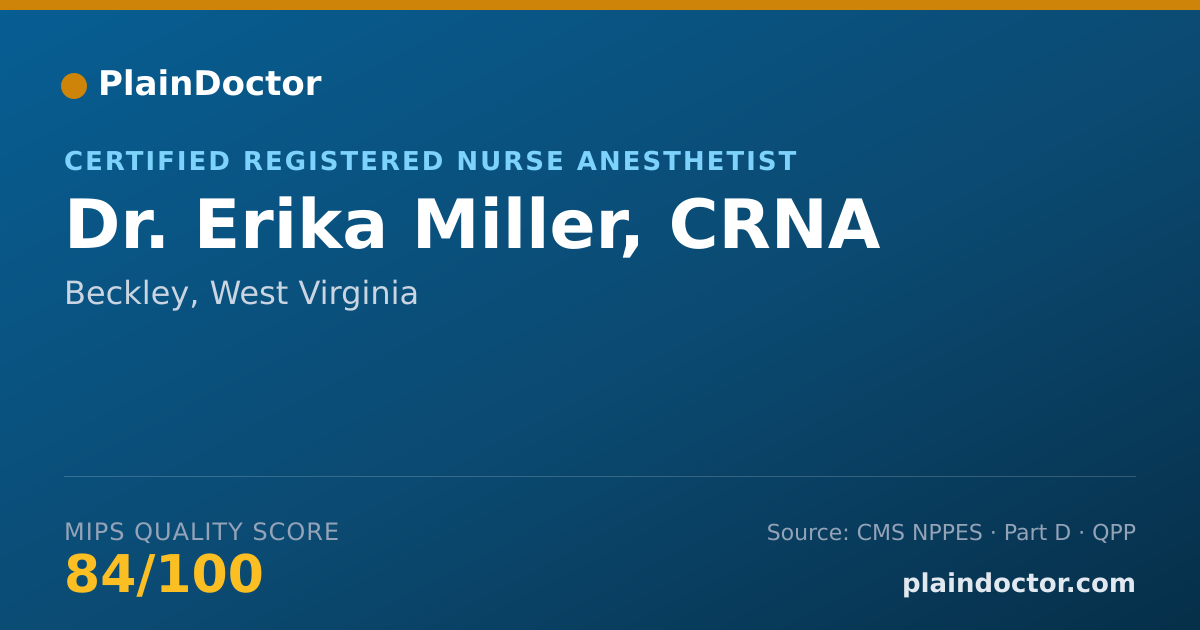 Shareable card for Erika Miller, CRNA - Certified Registered Nurse Anesthetist, Beckley, WV