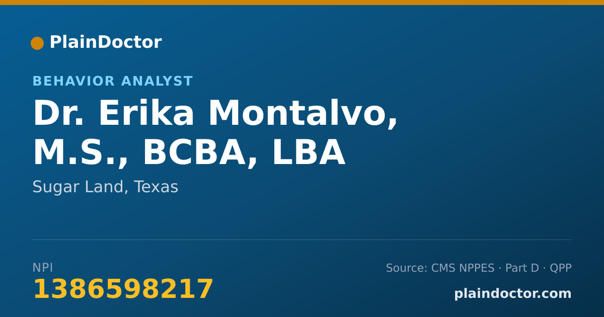 Shareable card for Erika Montalvo, M.S., BCBA, LBA - Behavior Analyst, Sugar Land, TX