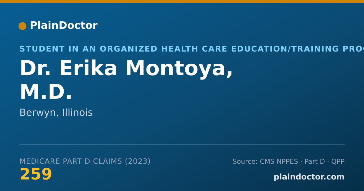 Shareable card for Erika Montoya, M.D. - Student in an Organized Health Care Education/Training Program, Berwyn, IL