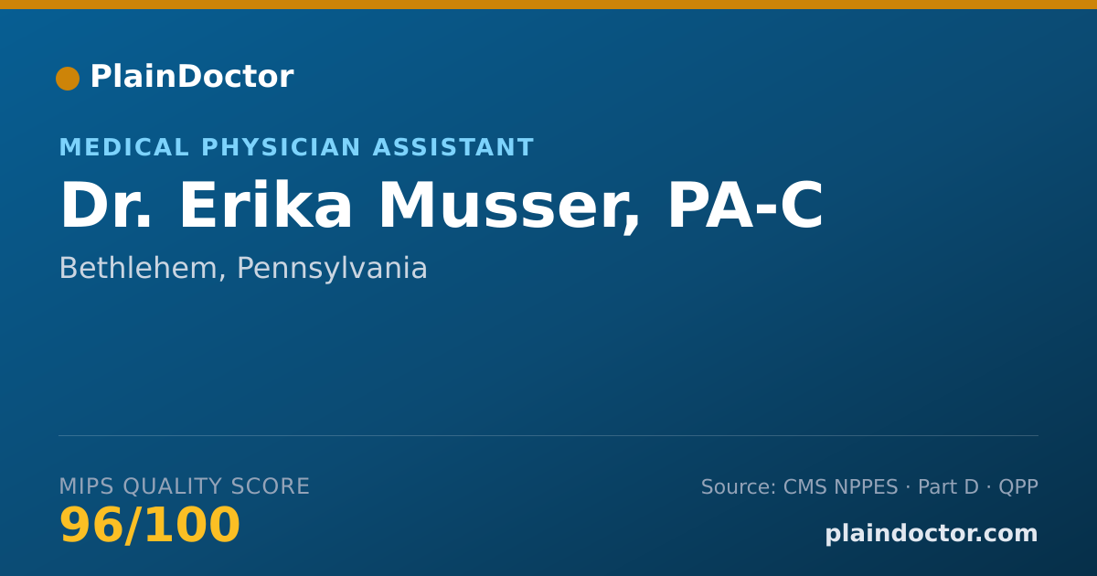 Shareable card for Erika Musser, PA-C - Medical Physician Assistant, Bethlehem, PA