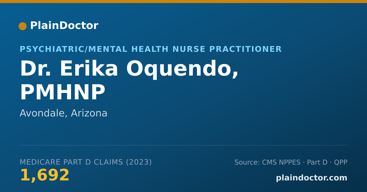 Shareable card for Erika Oquendo, PMHNP - Psychiatric/Mental Health Nurse Practitioner, Avondale, AZ