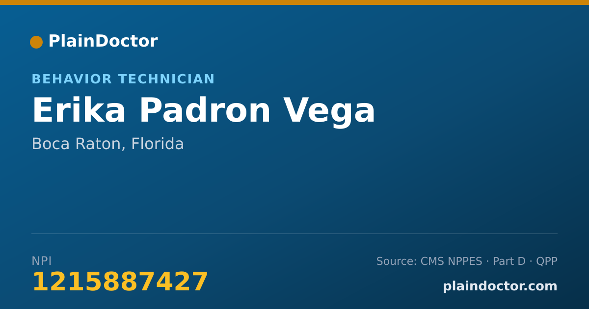 Shareable card for Erika Padron Vega - Behavior Technician, Boca Raton, FL