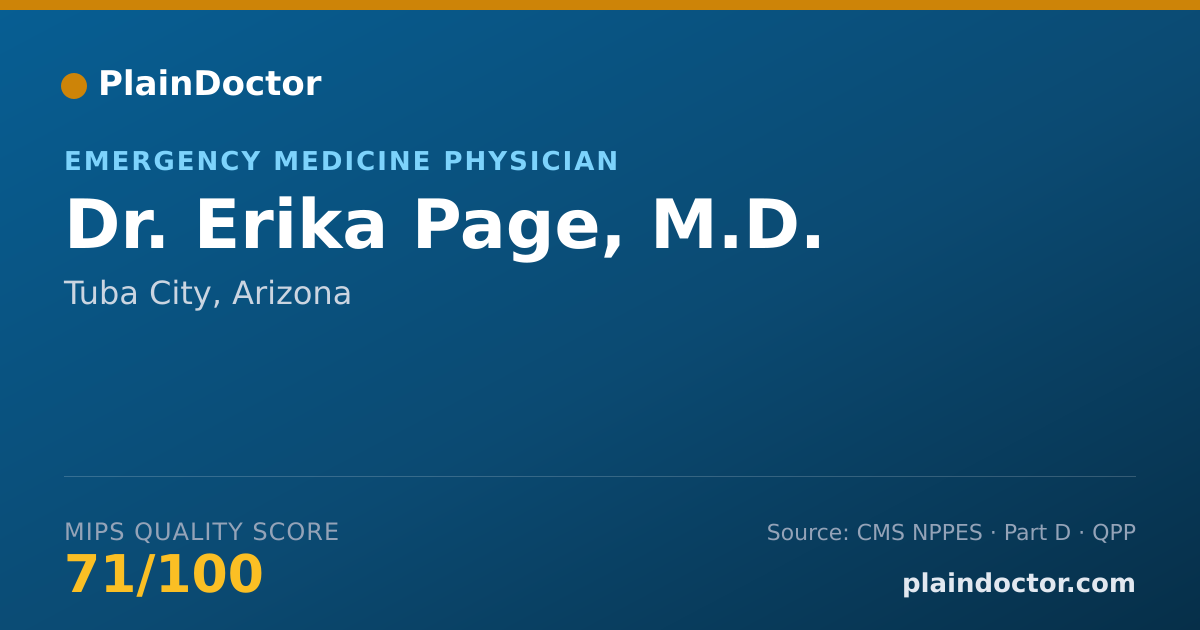 Shareable card for Erika Page, M.D. - Emergency Medicine Physician, Tuba City, AZ
