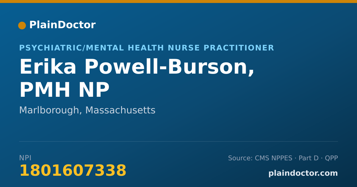 Shareable card for Erika Powell-Burson, PMH NP - Psychiatric/Mental Health Nurse Practitioner, Marlborough, MA