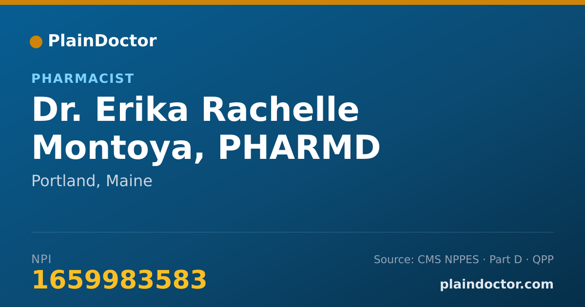 Shareable card for Erika Rachelle Montoya, PHARMD - Pharmacist, Portland, ME
