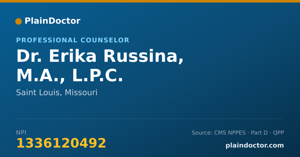 Shareable card for Erika Russina, M.A., L.P.C. - Professional Counselor, Saint Louis, MO