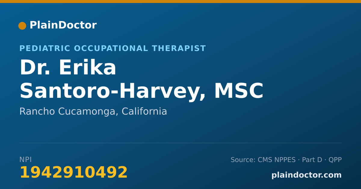 Shareable card for Erika Santoro-Harvey, MSC OTR/L - Pediatric Occupational Therapist, Rancho Cucamonga, CA