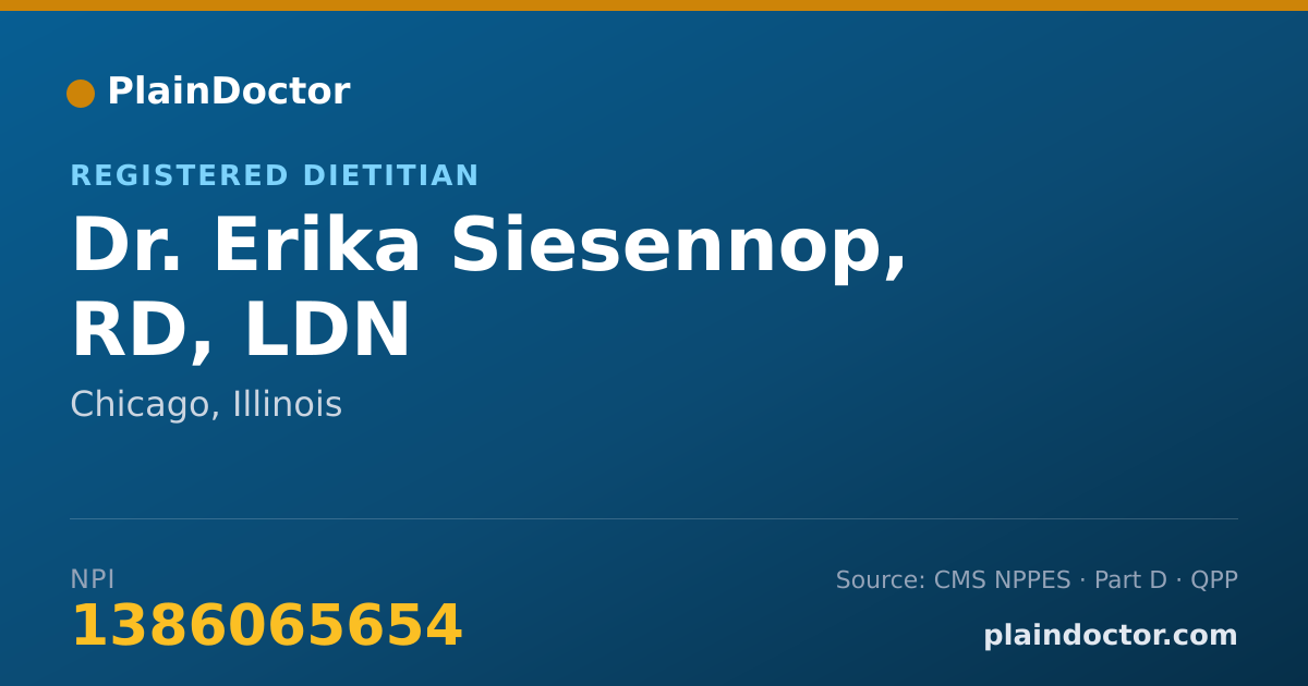 Shareable card for Erika Siesennop, RD, LDN - Registered Dietitian, Chicago, IL